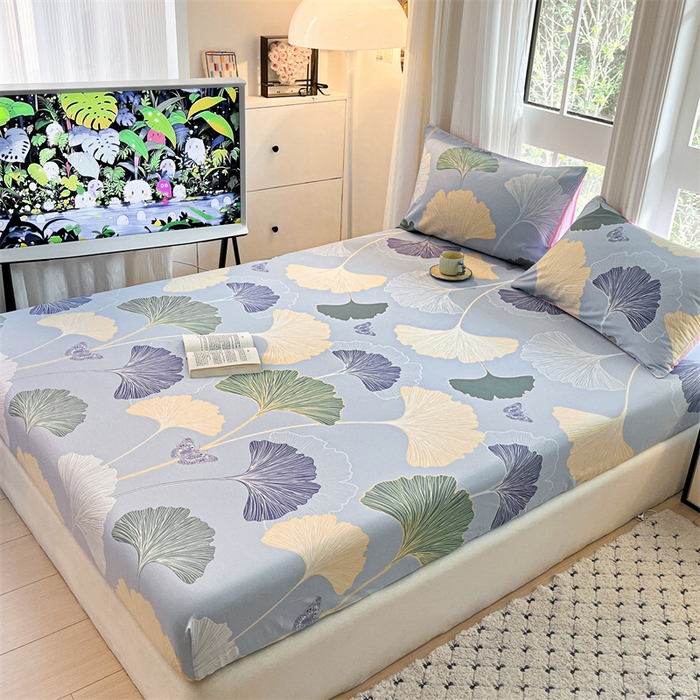 91家纺网 家纺一手货源 找家纺 宝士康家纺 2025新款10A抗菌全棉印花床笠 蝶舞幸运