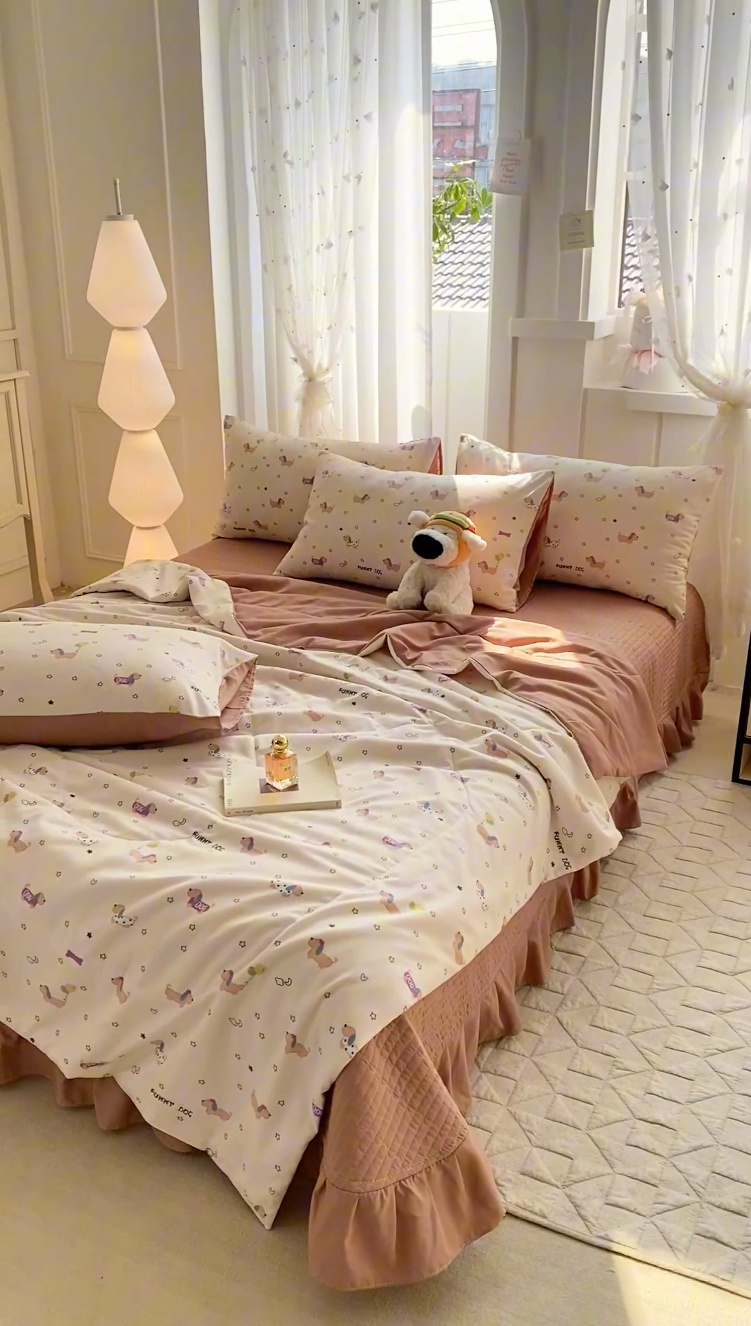 91家纺网 家纺一手货源 找家纺 2025新款针织双层纱夏被床盖四件套单夏被单床盖单品 狗狗家族