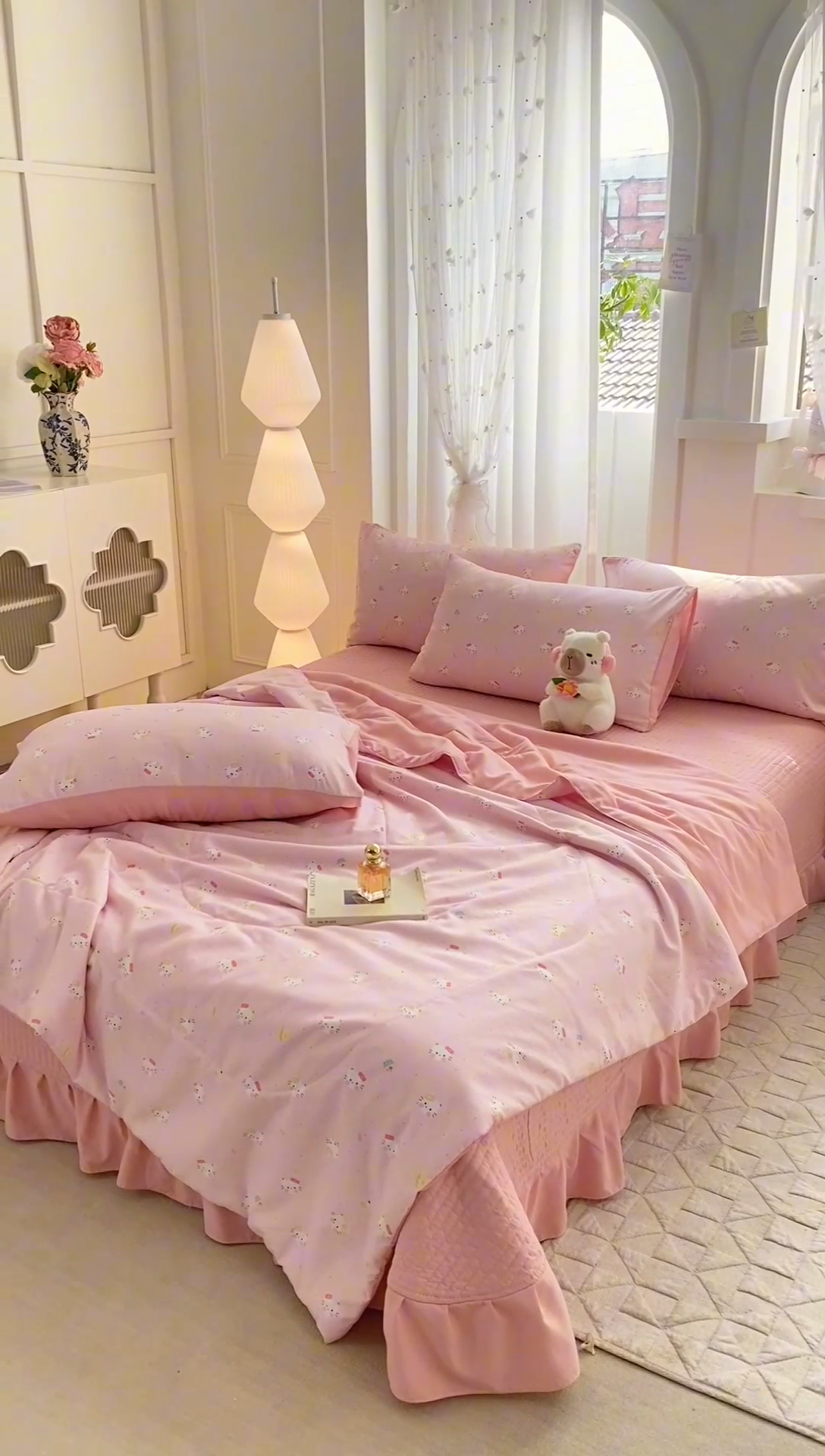 91家纺网 家纺一手货源 找家纺 2025新款针织双层纱夏被床盖四件套单夏被单床盖单品 凯蒂猫