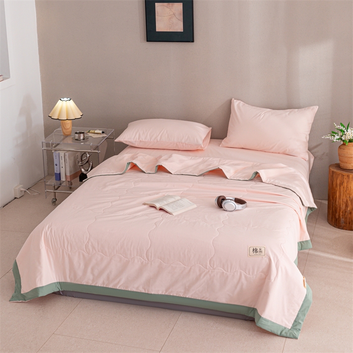 91家纺网 家纺一手货源 找家纺  天瑜 2024全棉夏被棉花芯纯色水洗棉夏凉被可水洗空调被 浅粉