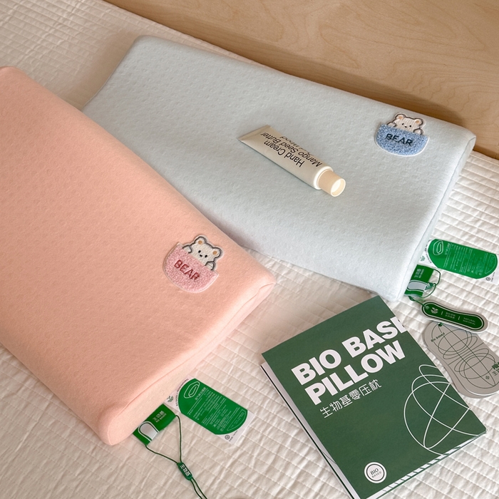 91家纺网 家纺一手货源 找家纺 伟邦枕芯 2025新款淘气熊生物机儿童枕头枕芯 粉色高枕25*45cm一只