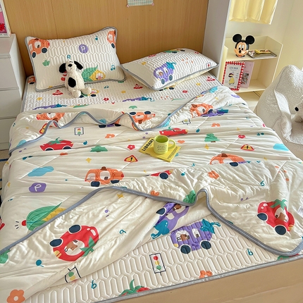 希诺家居 2025新款卡通小清新牛奶针织棉夏被空调被子被芯 蔬菜小车