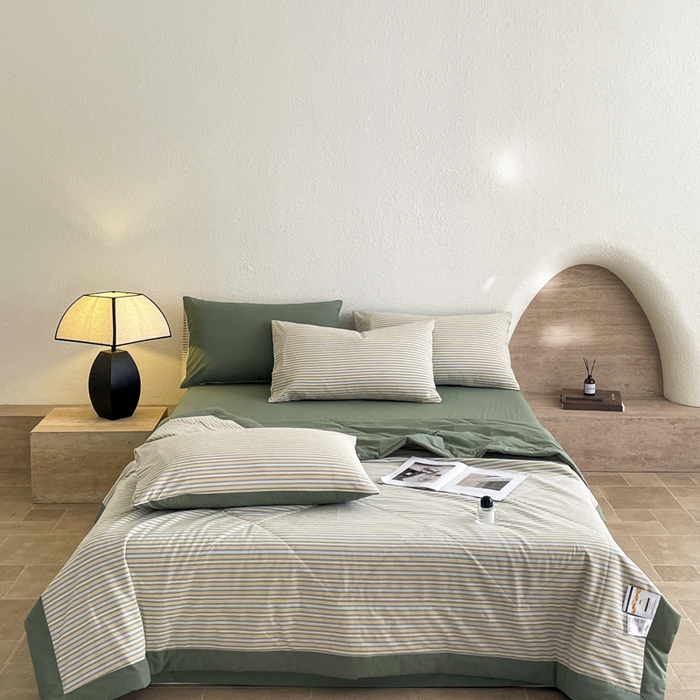 91家纺网 家纺一手货源 找家纺 宝士康家纺 2025新款10A抗菌无印风夏被 被子被芯 小绿条