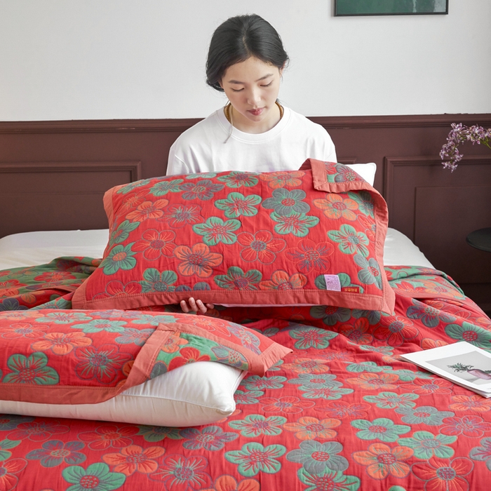 91家纺网 家纺一手货源 找家纺 棠薇家纺 2025新款60S长绒棉纯棉纱布毛巾被 花海