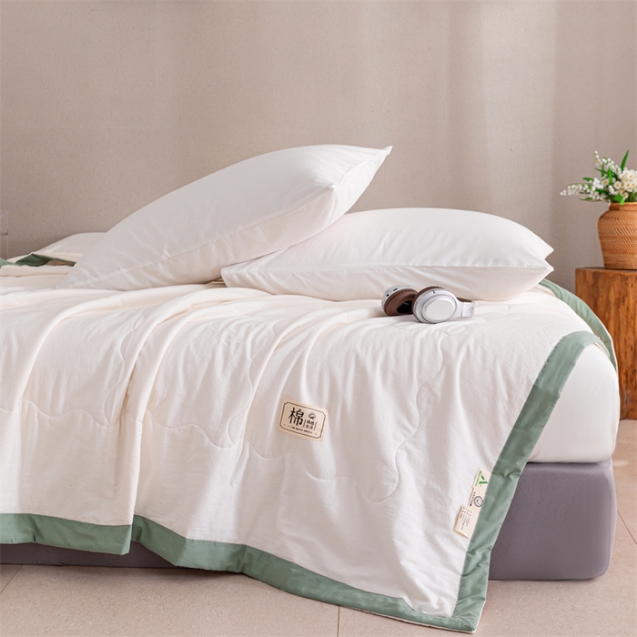 91家纺网 家纺一手货源 找家纺 天瑜 2024全棉夏被棉花芯纯色水洗棉夏凉被可水洗空调被 本白