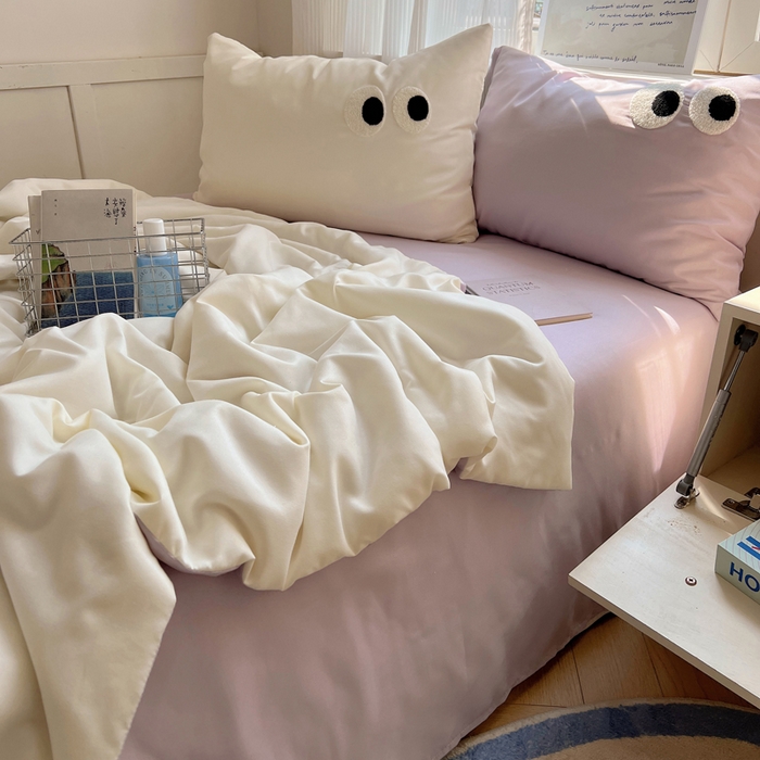 91家纺网 家纺一手货源 找家纺 慕尚家纺 2025新款大眼萌仔夏被 大眼萌 米白紫