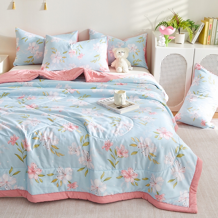 91家纺网 家纺一手货源 找家纺 海洋家纺 2025款水洗棉纯棉花夏凉被全棉花印花夏被空调被薄被子 铭香兰