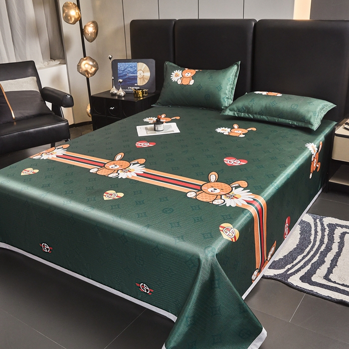 91家纺网 家纺一手货源 找家纺 有品 2025新款斜纹提花冰丝席冰丝凉席三件套 波比兔