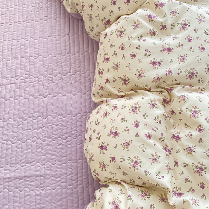 91家纺网 家纺一手货源 找家纺 2025新款针织双层纱夏被床盖四件套单夏被单床盖单品 紫色依恋