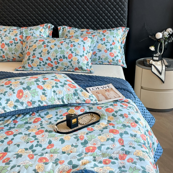 91家纺网 家纺一手货源 找家纺 宝士康家纺 2025新款10A抗菌双层纱豆豆绒夏被 青阳蓝