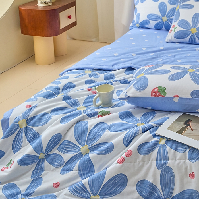 91家纺网 家纺一手货源 找家纺 宝士康家纺 2025新款10A抗菌全棉夏被四件套（床笠款） 小情调