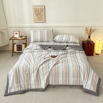 21度C 2025新款色织全棉夏被四件套 沐妍灰