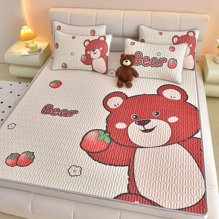 91家纺网 家纺一手货源 找家纺 （总）炫拼家纺 2025新款凉感丝大版乳胶凉席三件套