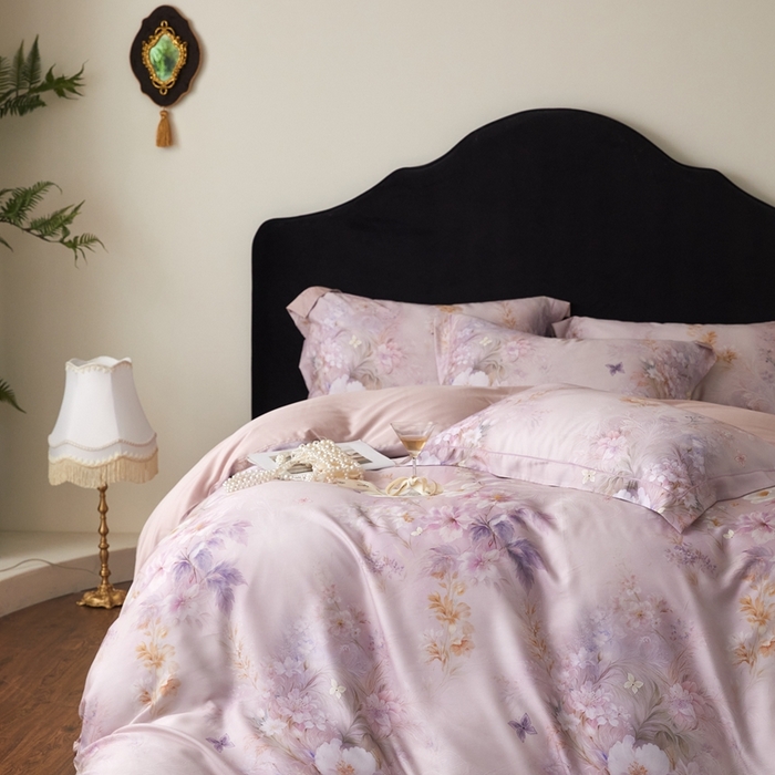 91家纺网 家纺一手货源 找家纺 金奇达家纺 2025新款竹玉清丝四件套-雅韵【标准号全网控价（折后券后）不低于元228元】 蝴蝶仙子-粉