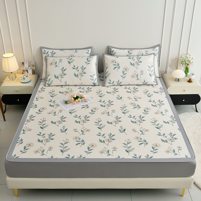 91家纺网 家纺一手货源 找家纺 （总）简一 2025新款A类碳光印花数码冰丝凉席系列-床笠款