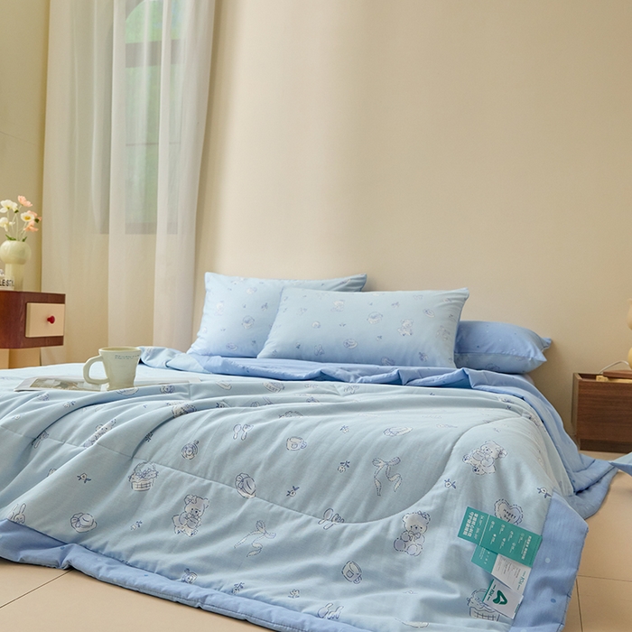 91家纺网 家纺一手货源 找家纺 宝士康家纺 2025新款10A抗菌全棉夏被 被子被芯 布偶小熊