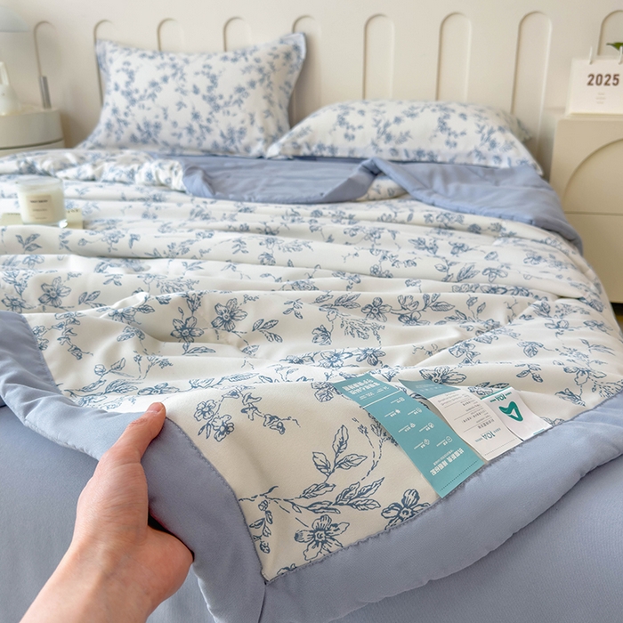 91家纺网 家纺一手货源 找家纺 宝士康家纺 2025新款10A抗菌针织夏被四件套 青瓷