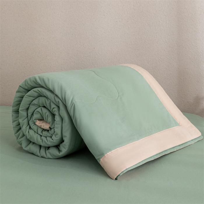 91家纺网 家纺一手货源 找家纺  天瑜 2024全棉夏被棉花芯纯色水洗棉夏凉被可水洗空调被 薄荷绿