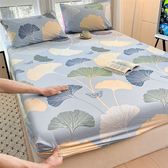 91家纺网 家纺一手货源 找家纺 宝士康家纺 2025新款10A抗菌全棉印花床笠 蝶舞幸运