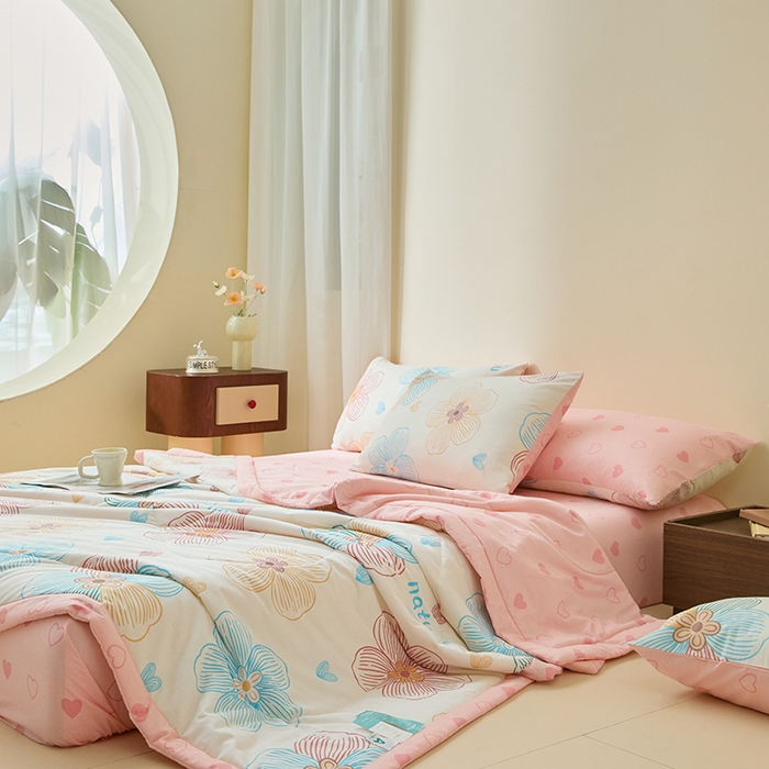 91家纺网 家纺一手货源 找家纺 宝士康家纺 2025新款10A抗菌全棉夏被 被子被芯 缤纷