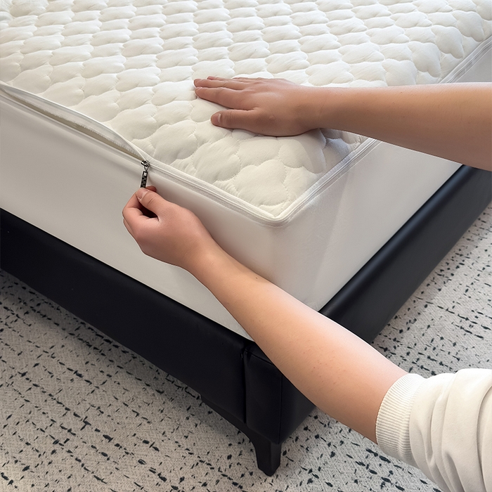 91家纺网 家纺一手货源 找家纺 叠派家纺 2025新款5A抗菌A类夹棉床笠经典款防水款系列 白色-梅花经典款