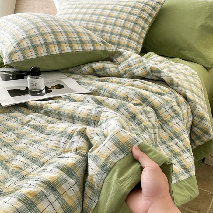 91家纺网 家纺一手货源 找家纺 宝士康家纺 2025新款10A抗菌无印风夏被 被子被芯 芒格绿