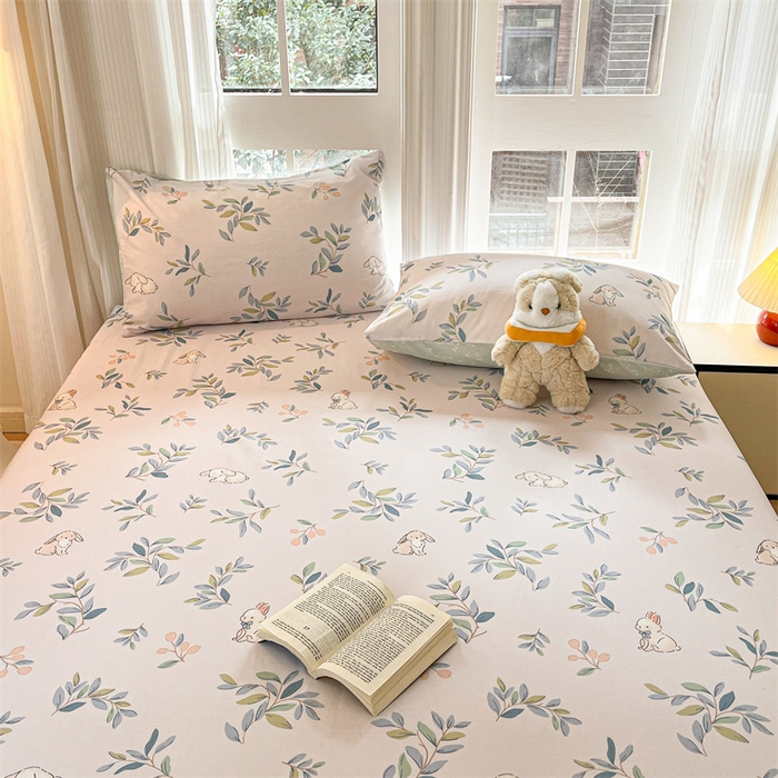 91家纺网 家纺一手货源 找家纺 宝士康家纺 2025新款10A抗菌全棉印花床笠 兔兔乐园