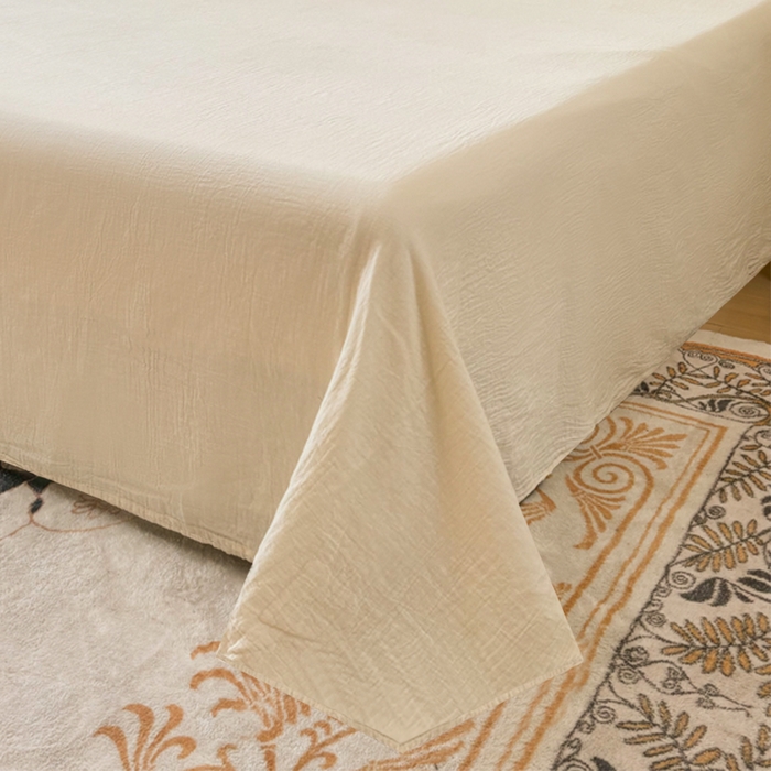 91家纺网 家纺一手货源 找家纺 鲁爱家纺供货 2025新款全棉双层皱皱纱四件套 不染（拉链款）