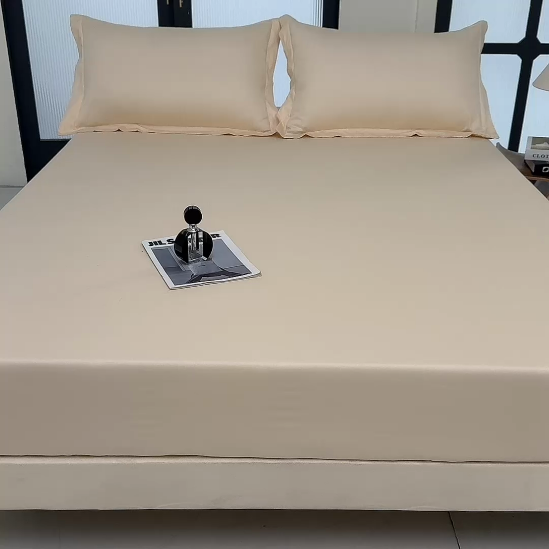 91家纺网 家纺一手货源 找家纺 秀色家纺 2024新品 A类100支双股长绒棉单品床笠 梦易-奶昔白