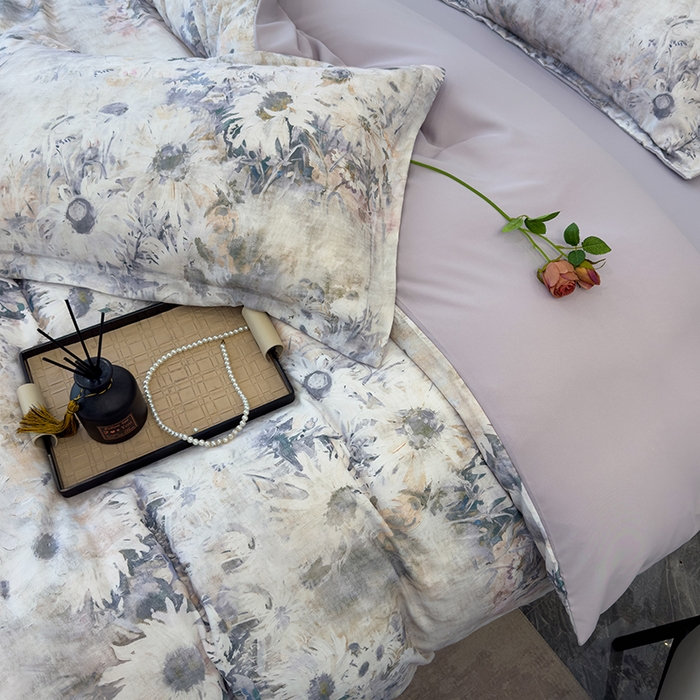 91家纺网 家纺一手货源 找家纺 竹合 2025新款数码印花轻奢凉感四件套莫奈