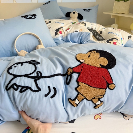 91家纺网 家纺一手货源 找家纺 （总）苏拉家居 2025新款A类水洗云朵棉毛巾绣+印花系列四件套