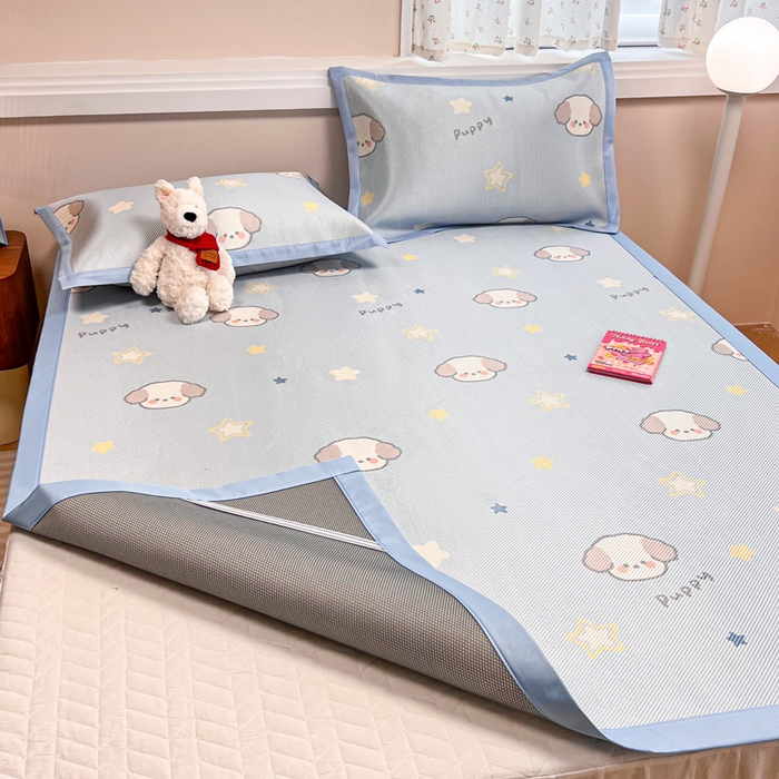 91家纺网 家纺一手货源 找家纺 慕尚家纺 2025新款数码印花床席床笠款冰藤席 床席款-酷奇