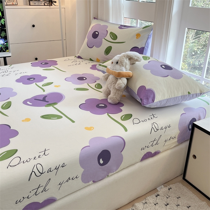 91家纺网 家纺一手货源 找家纺 宝士康家纺 2025新款10A抗菌全棉印花床笠 幽梦紫曦