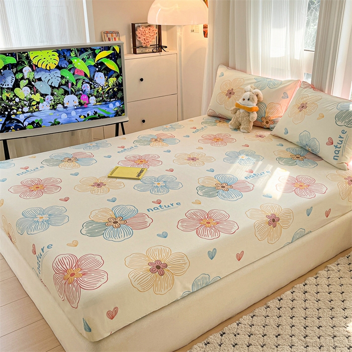 91家纺网 家纺一手货源 找家纺 宝士康家纺 2025新款10A抗菌全棉印花床笠 缤纷