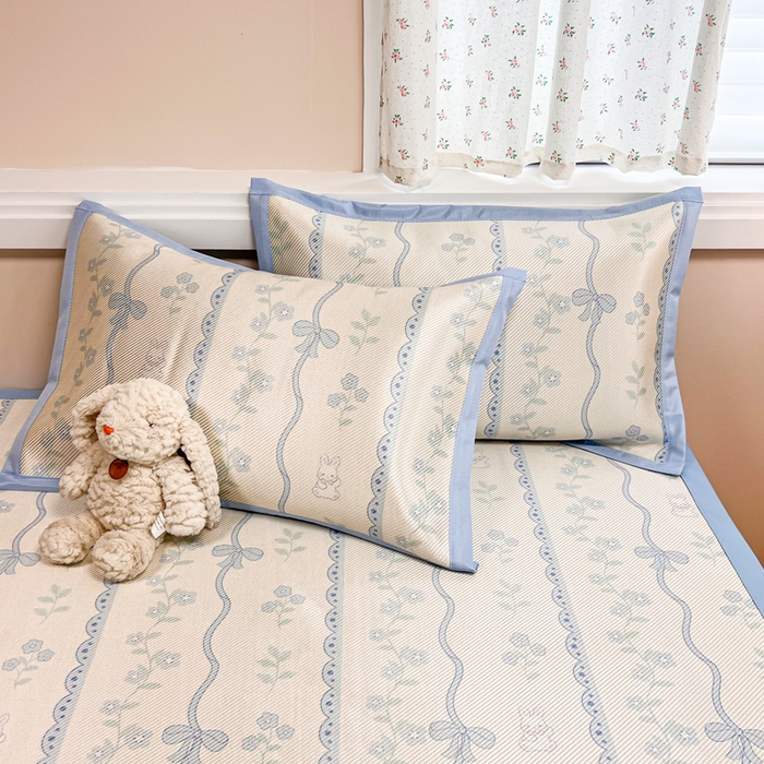 91家纺网 家纺一手货源 找家纺 慕尚家纺 2025新款数码印花床席床笠款冰藤席 床席款-高冷兔