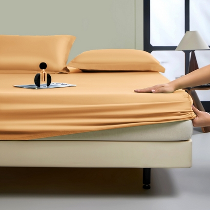 秀色家纺 2024新品 A类100支双股长绒棉单品床笠 梦易-南瓜橘