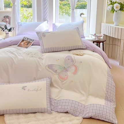 91家纺网 家纺一手货源 找家纺 （总）大麦乐田 2025新款数码印花刺绣四件套