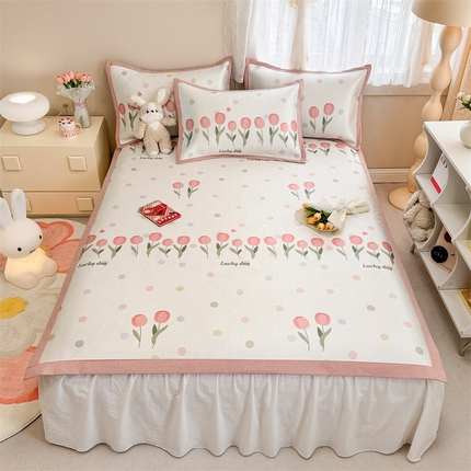 2025新款懒猫600D数码印花冰藤凉席 浪漫郁金香