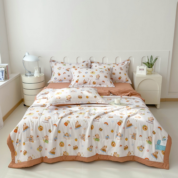 91家纺网 家纺一手货源 找家纺 宝士康家纺 2025新款10A抗菌针织夏被 卡皮巴拉