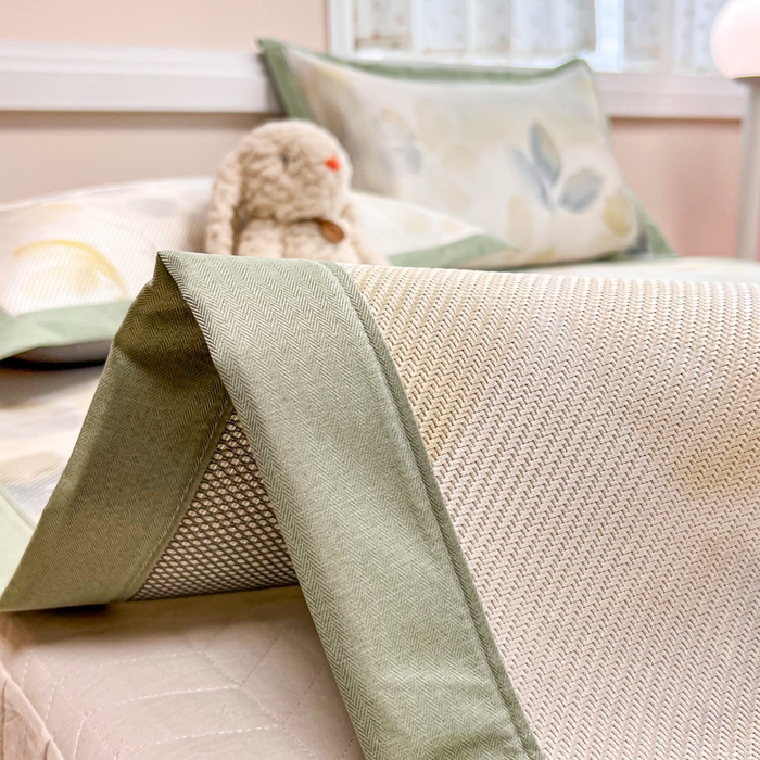 91家纺网 家纺一手货源 找家纺 慕尚家纺 2025新款数码印花床席床笠款冰藤席 床席款-墨染