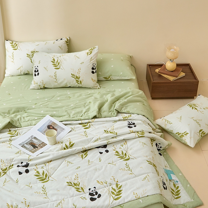 91家纺网 家纺一手货源 找家纺 宝士康家纺 2025新款10A抗菌全棉夏被 被子被芯 欢乐熊猫