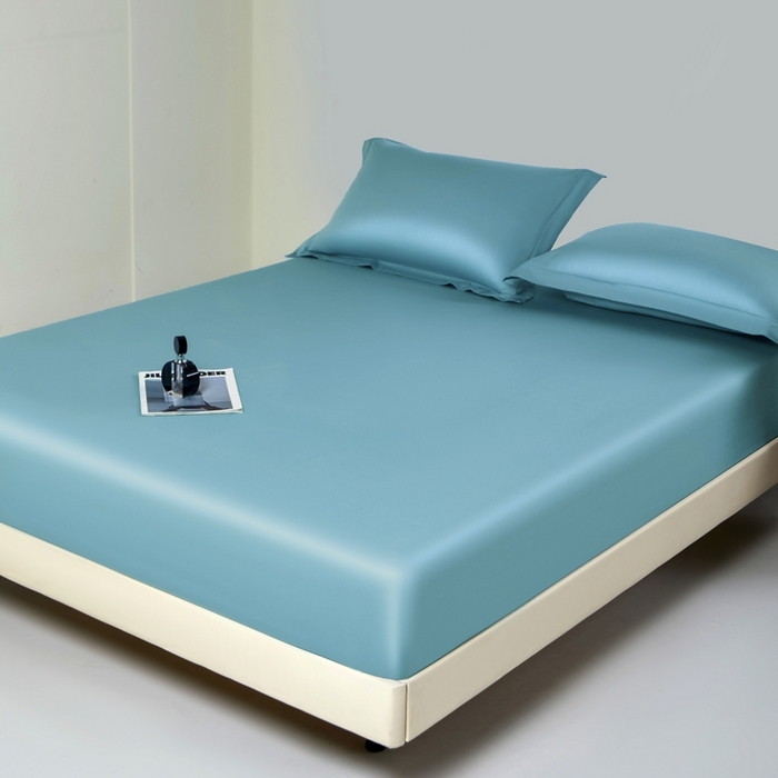 91家纺网 家纺一手货源 找家纺 秀色家纺 2024新品 A类100支双股长绒棉单品床笠 梦易-雾霾蓝