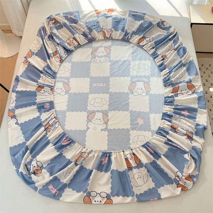 91家纺网 家纺一手货源 找家纺 宝士康家纺 2025新款10A抗菌全棉印花床笠 嗨皮狗