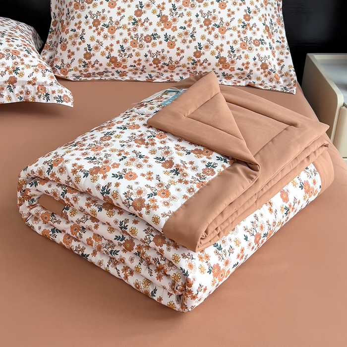 91家纺网 家纺一手货源 找家纺 宝士康家纺 2025新款10A抗菌双层纱印花夏被四件套 小雏菊