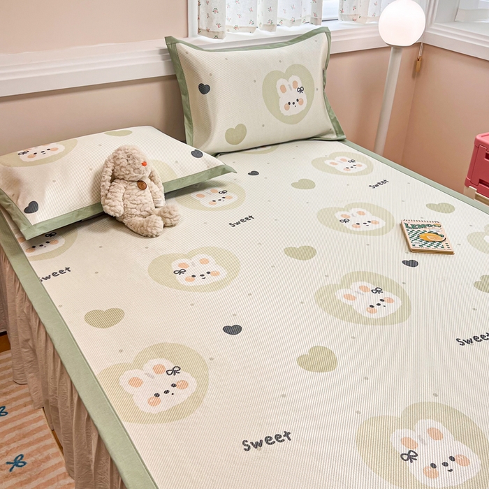 91家纺网 家纺一手货源 找家纺 慕尚家纺 2025新款数码印花床席床笠款冰藤席 床席款-兔卷卷