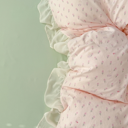 91家纺网 家纺一手货源 找家纺 （总）苏拉家居 2025新款雪纺花边云感提花针织双层纱四件套