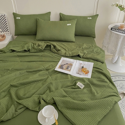 仟网汇 2025新款华夫格森语夏被四件套北欧简约风 夏被-抹茶