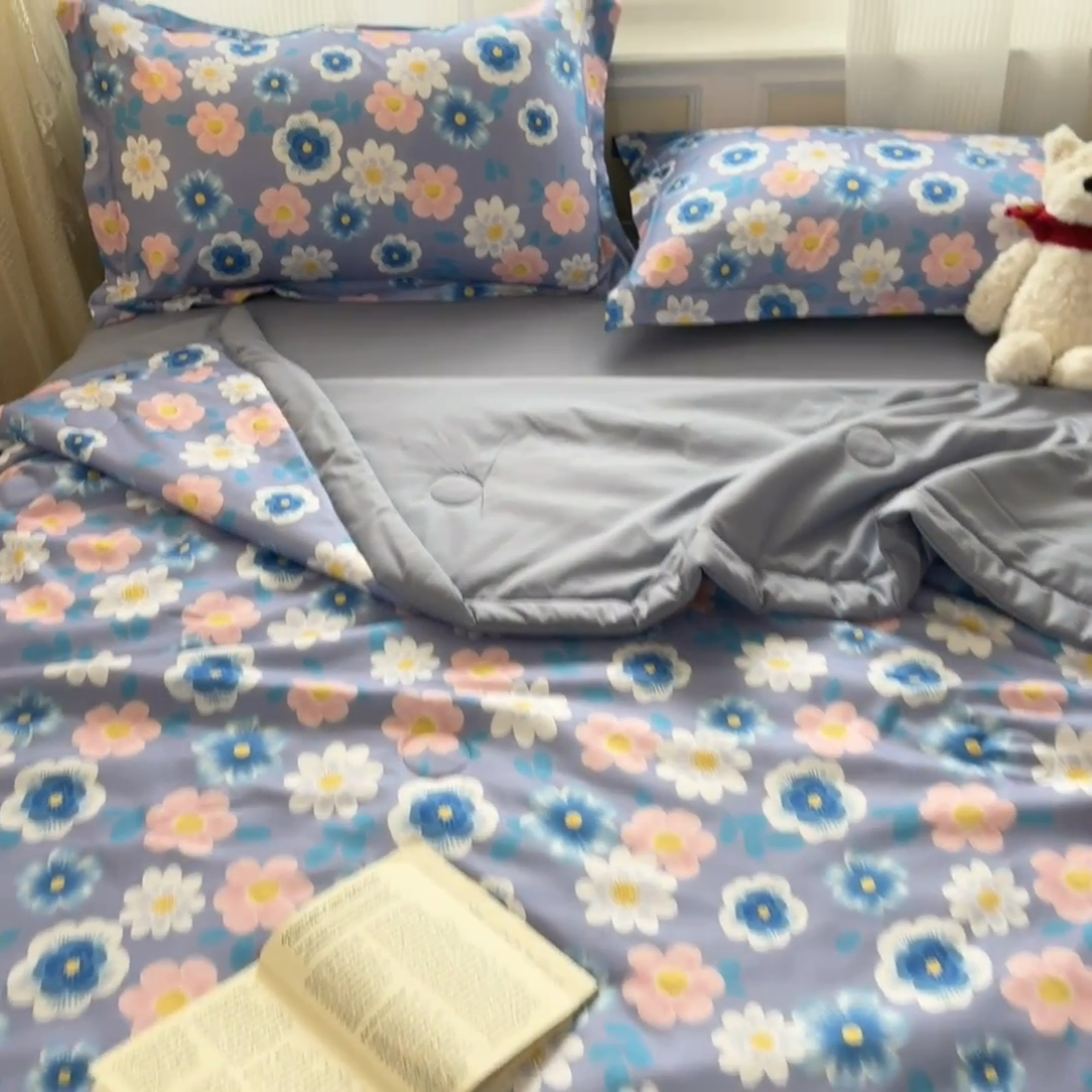 91家纺网 家纺一手货源 找家纺 宝士康家纺 2025新款水洗棉超声波压花夏被 被子被芯 安娜花园
