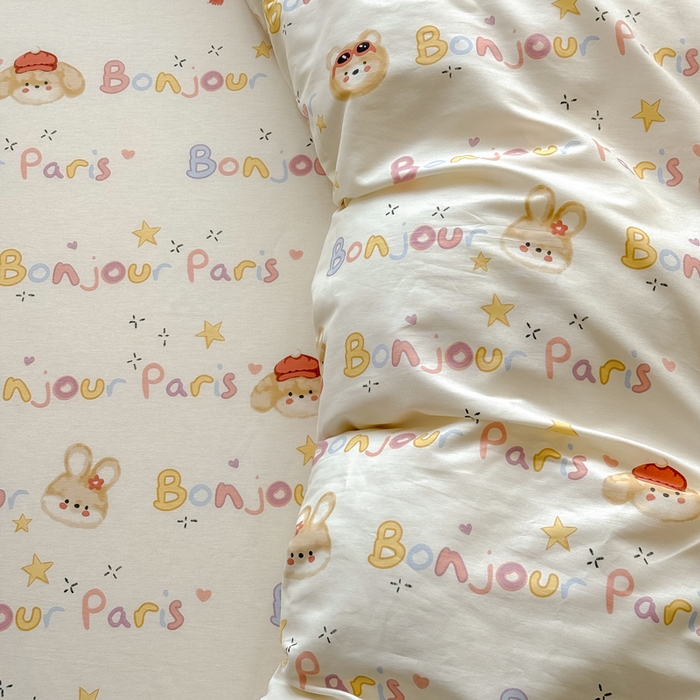 91家纺网 家纺一手货源 找家纺 红粉佳人家纺 2025新款12868纯棉系列全棉四件套 奶乎狗狗