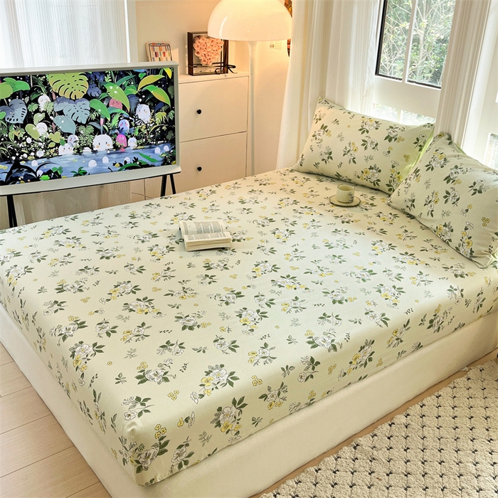 91家纺网 家纺一手货源 找家纺 宝士康家纺 2025新款10A抗菌全棉印花床笠 花香雪